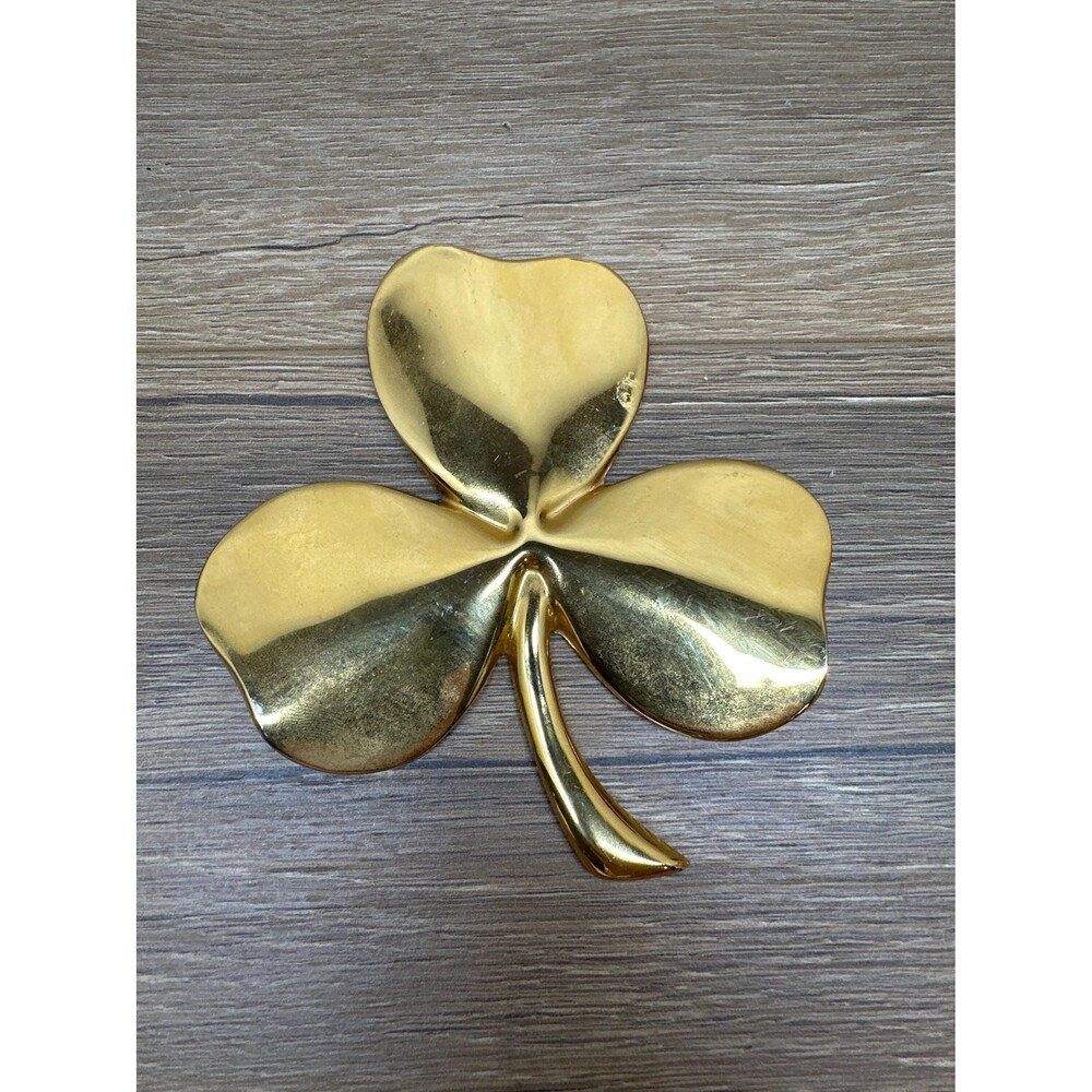 Vintage 1980s 24K Gold Plated Gerity Brass Shamrock Paperweight, Irish Blessings